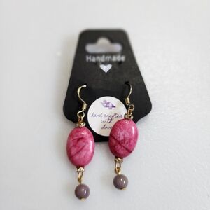 Handcrafted Pink and Gray Earrings
